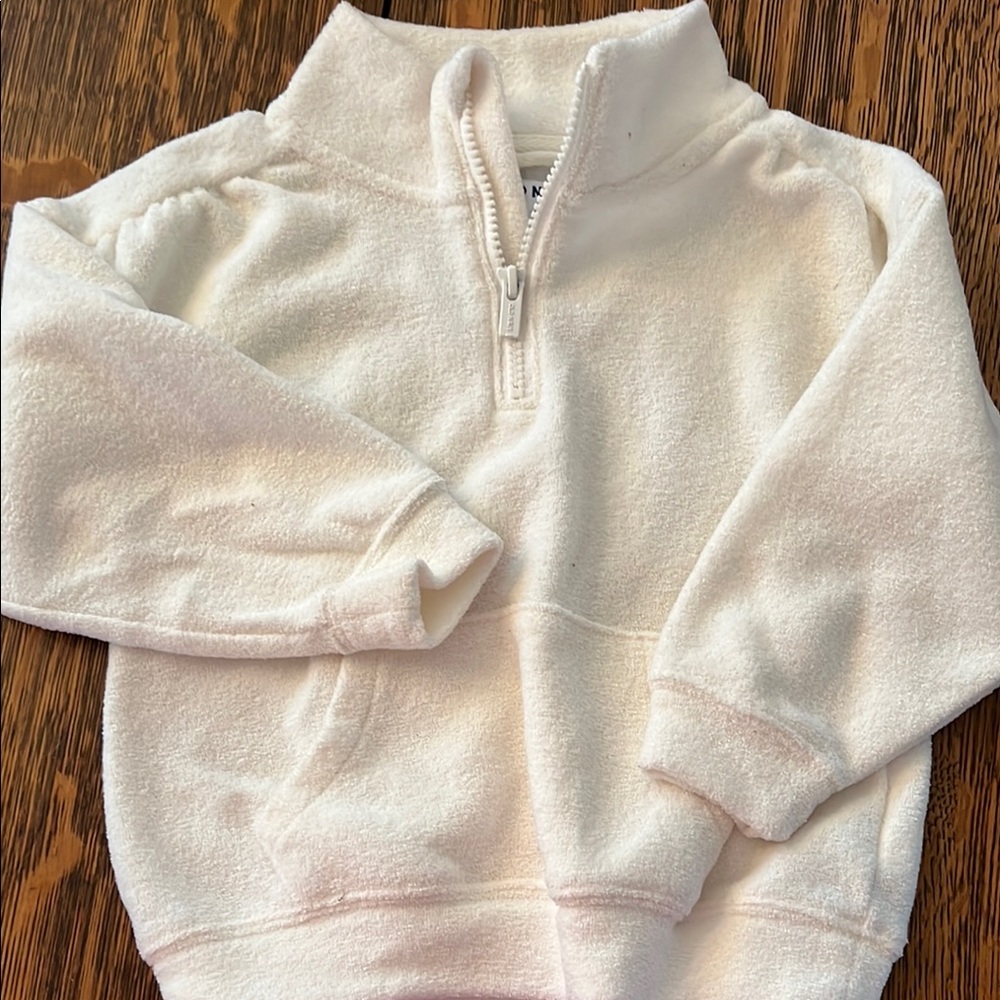 Cozy White Terry Half-Zip Pullover 3T